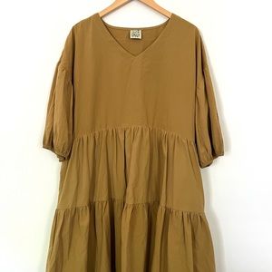 JADED GYPSY One Size Mustard Simple Layers Dress